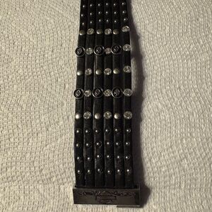 Harley-Davidson Black Leather Bracelet with Silver Studs